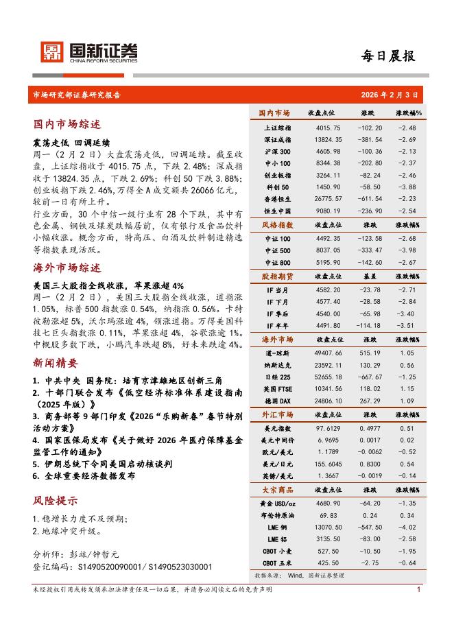 国新证券股份：每日晨报-260203海报
