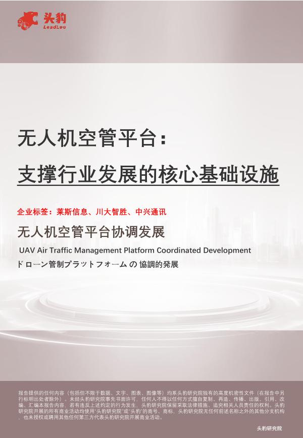 头豹研究院：无人机空管平台：支撑行业发展的核心基础设施海报