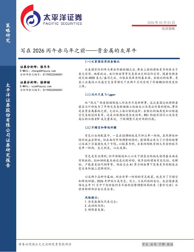 太平洋证券：写在2026丙午赤马年之前——贵金属的灰犀牛-260204海报