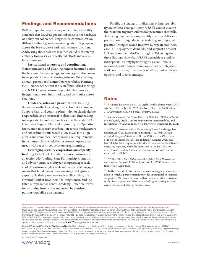 Rand兰德：2026年提高与盟友和合作伙伴的互操作性-飞机维修和基地运营支持报告（英文版）_第6页