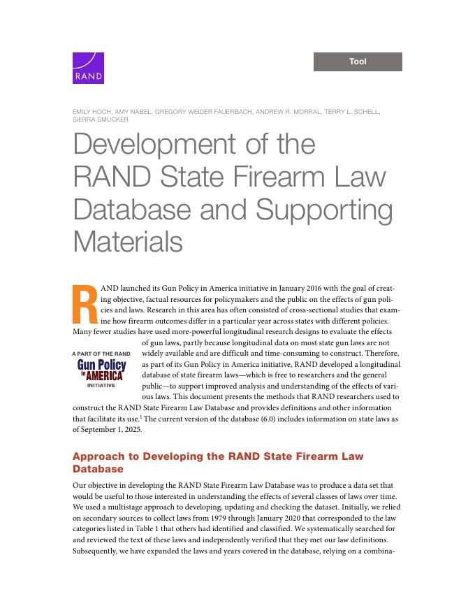 Rand兰德：2026年州枪支法数据库及其支持材料的开发报告（英文版）海报