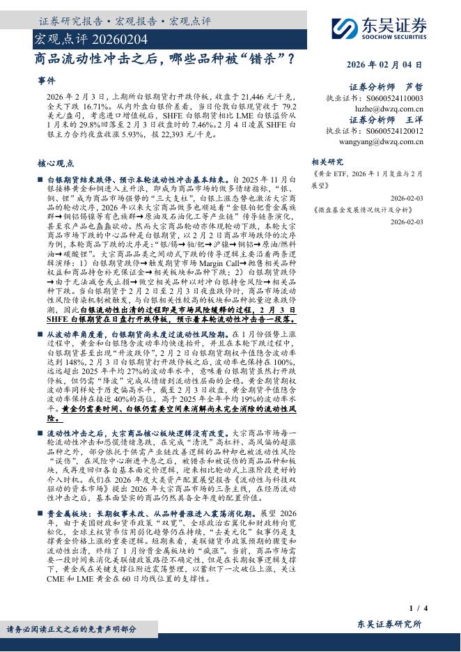东吴证券：宏观点评：商品流动性冲击之后，哪些品种被“错杀”？-260204海报