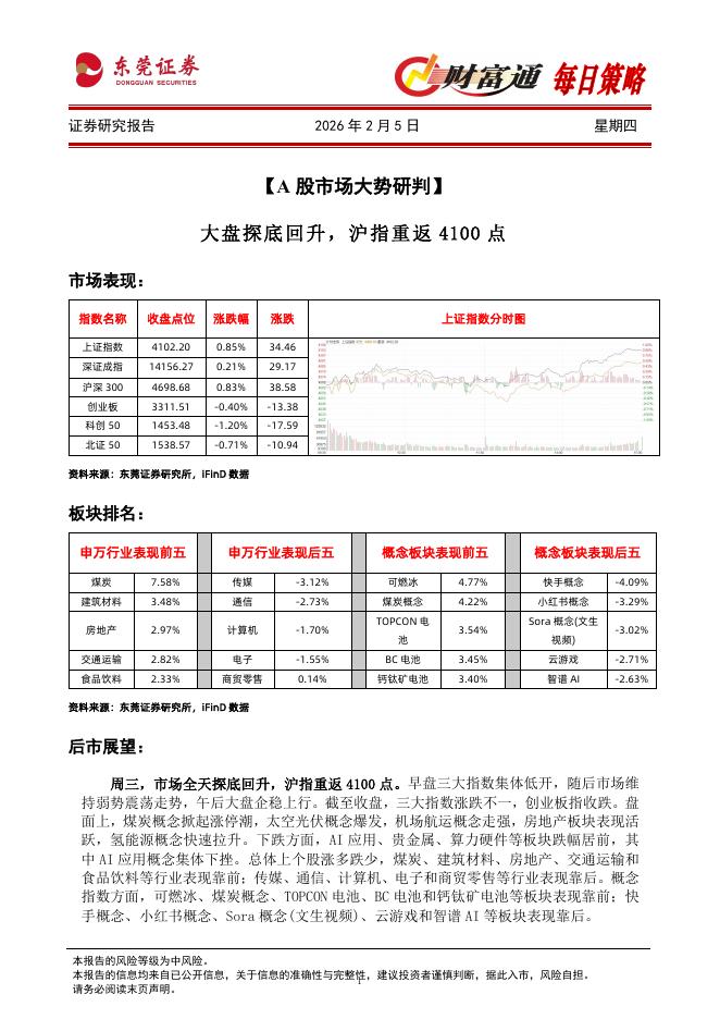东莞证券：财富通每日策略-260205