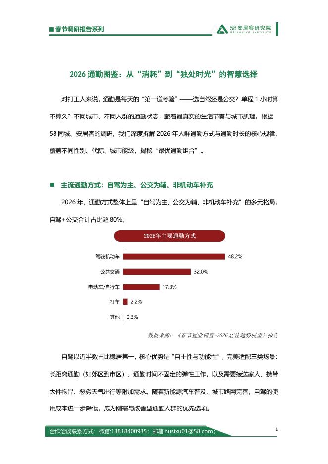 58安居客研究院：2026通勤图鉴：从“消耗”到“独处时光”的智慧选择