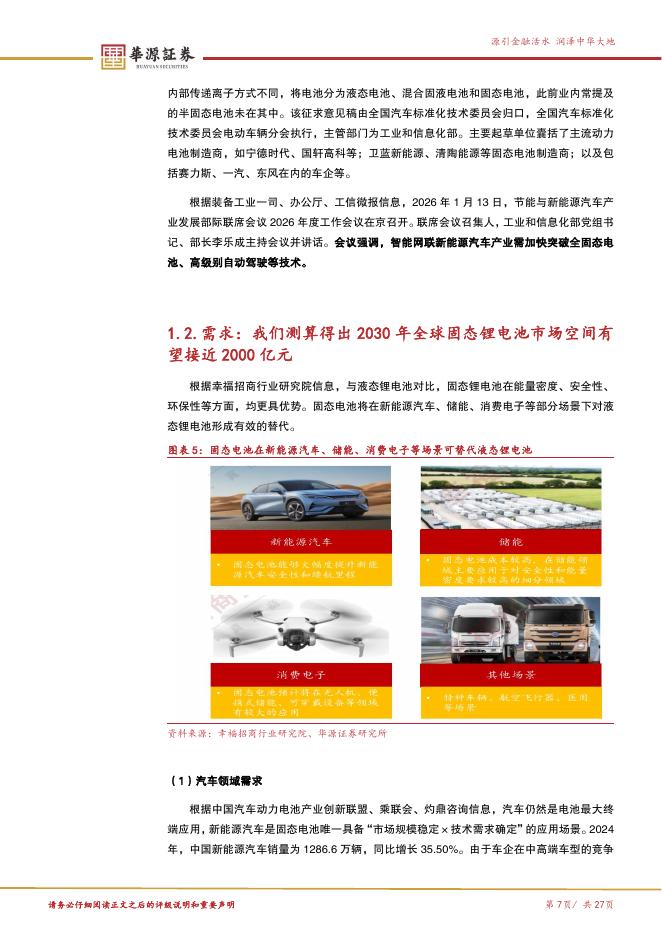华源证券：新质生产力专题报告二：工信部倡导突破全固态电池技术，从材料端来看固态电池产业链变革与未来走向-260207_第7页