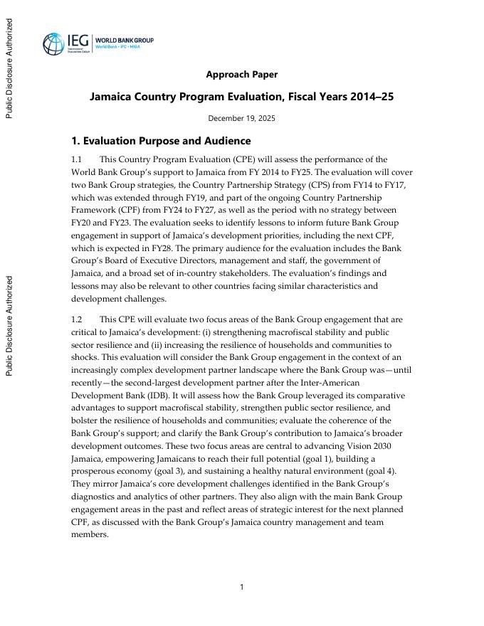 世界银行：2014-2015财年牙买加国家项目评估报告（英文版）海报
