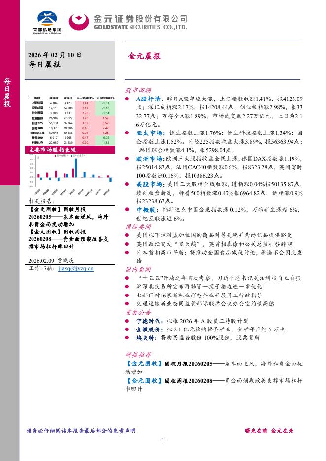 金元证券：金元晨报-260210海报