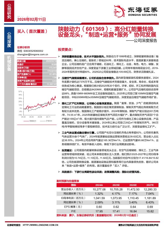 东海证券：陕鼓动力（601369）-公司深度报告：高分红能量转换设备龙头，“制造+运营+服务”协同发展海报