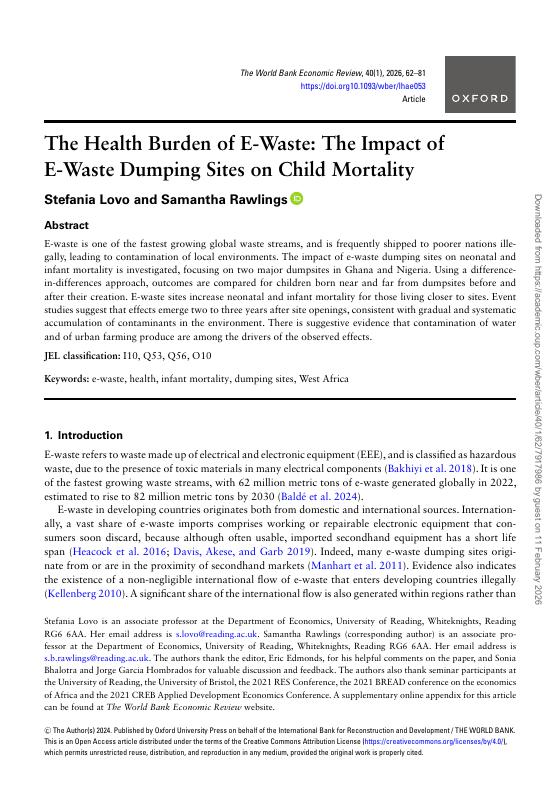 电子垃圾的健康负担：电子垃圾倾倒场对儿童死亡率的影响（英文版）