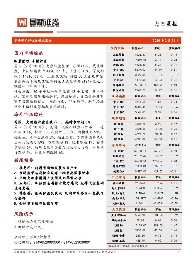 国新证券股份：每日晨报-260211海报