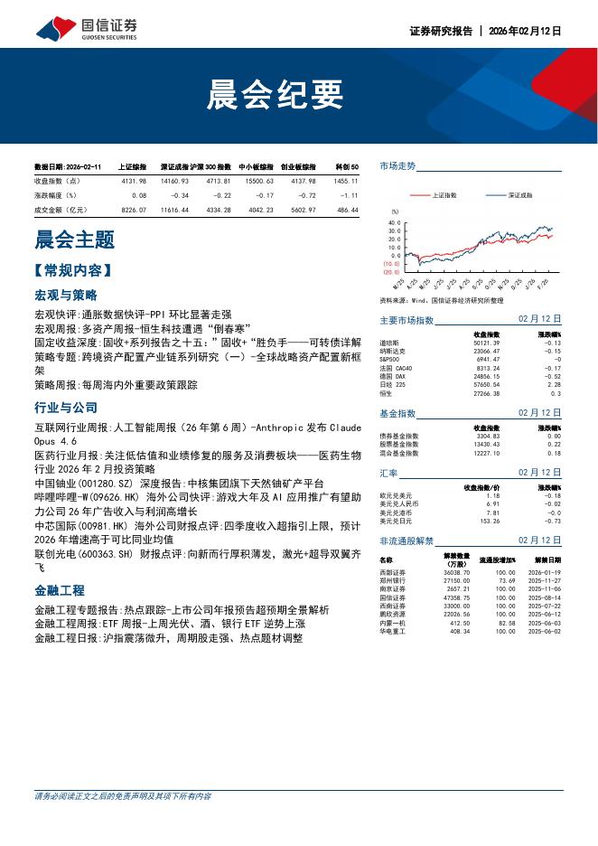国信证券：晨会纪要-260212海报