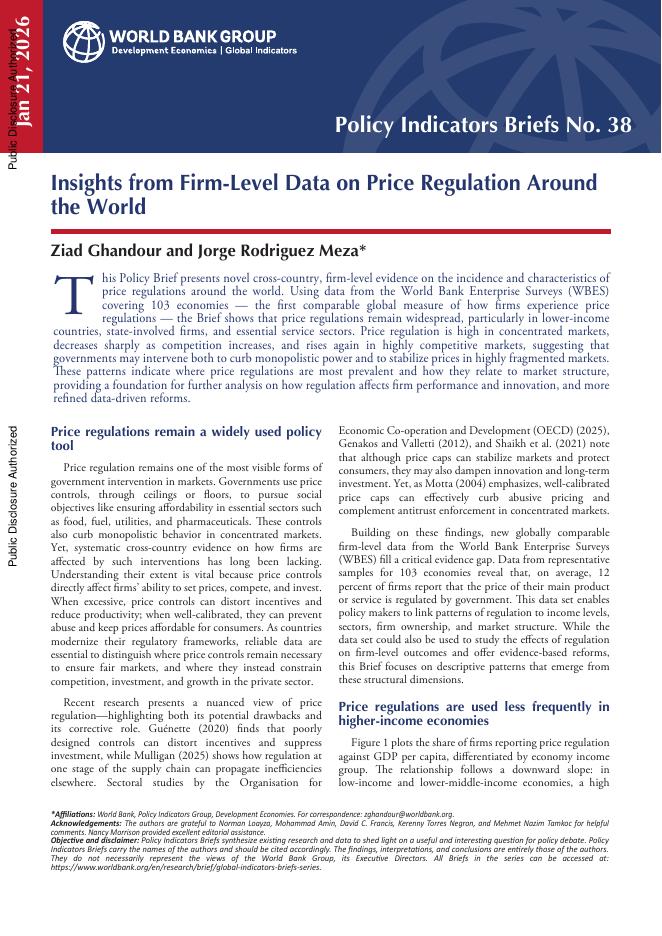 世界银行：2026年从层面数据看全球价格监管报告（英文版）海报
