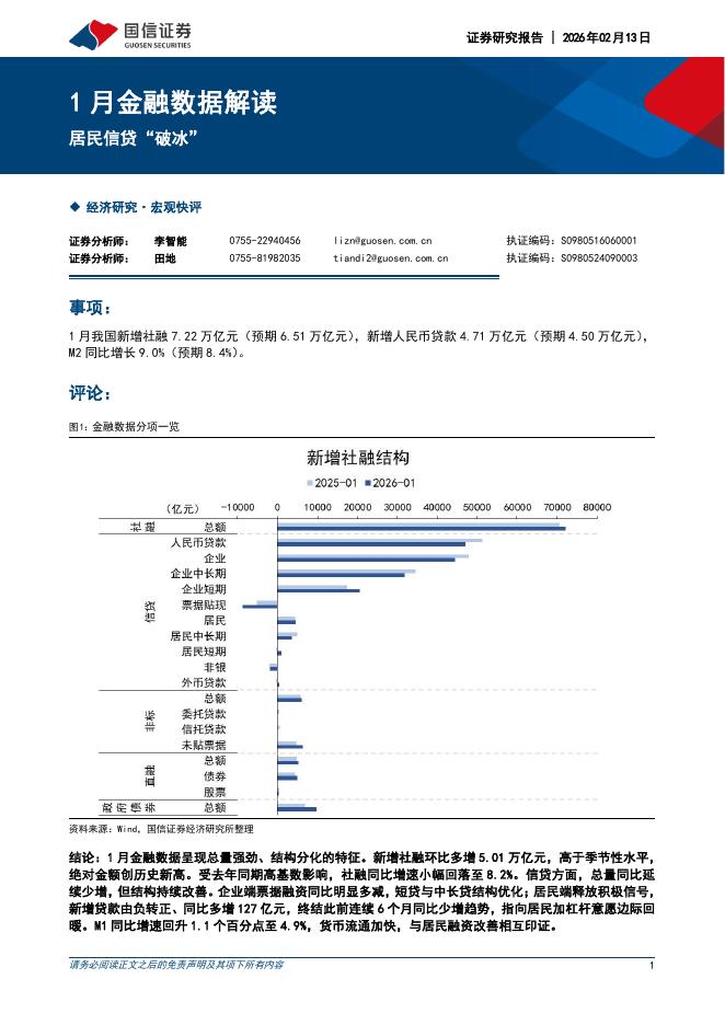 国信证券：1月金融数据解读：居民信贷“破冰”-260213海报