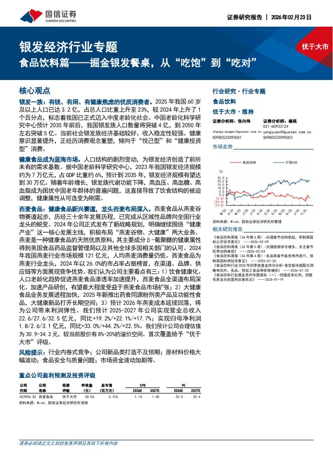 国信证券：银发经济行业专题：食品饮料篇——掘金银发餐桌，从“吃饱”到“吃对”海报