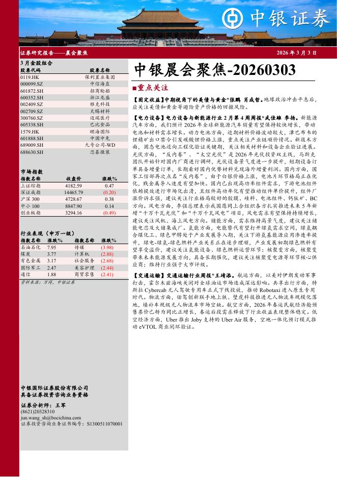 中银证券：中银晨会聚焦-260303海报