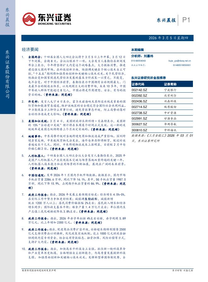 东兴证券：东兴晨报-260305海报