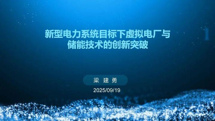 梁建勇：2025年新型电力系统目标下虚拟电厂与储能技术的创新突破报告海报