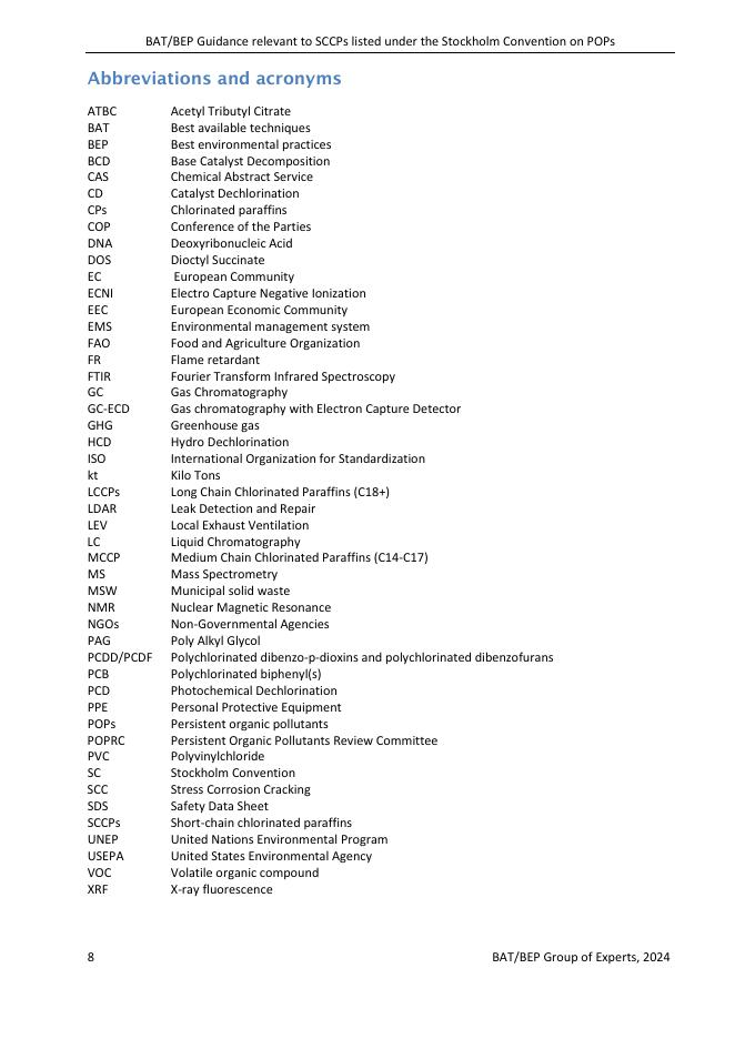 联合国环境规划署（UNEP）：2024年关于《斯德哥尔摩公约》列出的短链氯化烃相关最佳可行技术和最佳环境实践的指南报告（英文版）_第8页