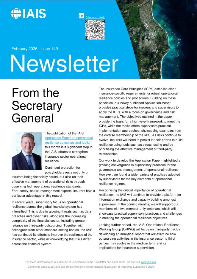 国际保险监督官协会（IAIS）：2026年2月刊国际保险监督官协会通讯报告（英文版）海报