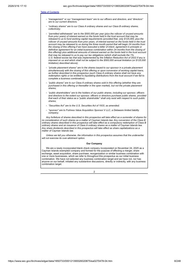 Fortress Value Acquisition Corp.美股纳斯达克IPO上市招股说明书_第8页