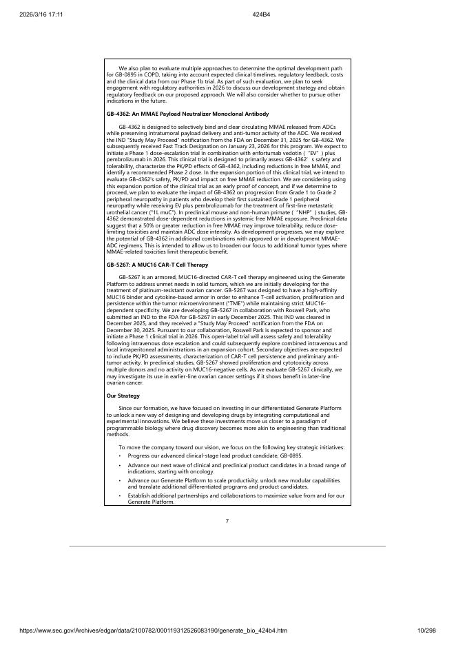 Generate Biomedicines, Inc.美股纳斯达克IPO上市招股说明书_第10页