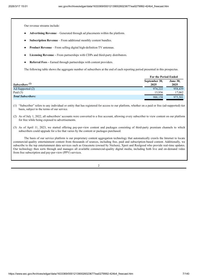 FreeCast, Inc.美股纳斯达克IPO上市招股说明书_第7页