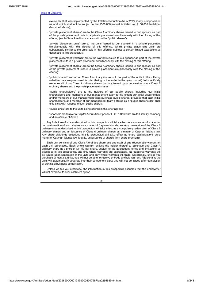 Averin Capital Acquisition Corp.美股纳斯达克IPO上市招股说明书_第8页