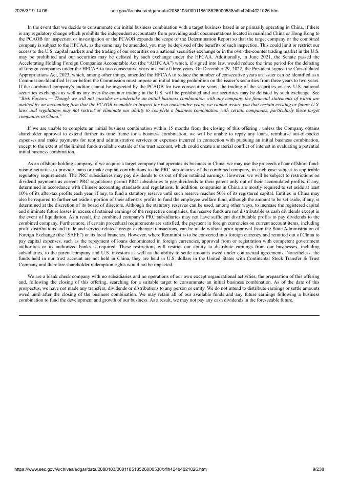 XFLH Capital Corporation纽约证券交易所IPO上市招股说明书_第9页