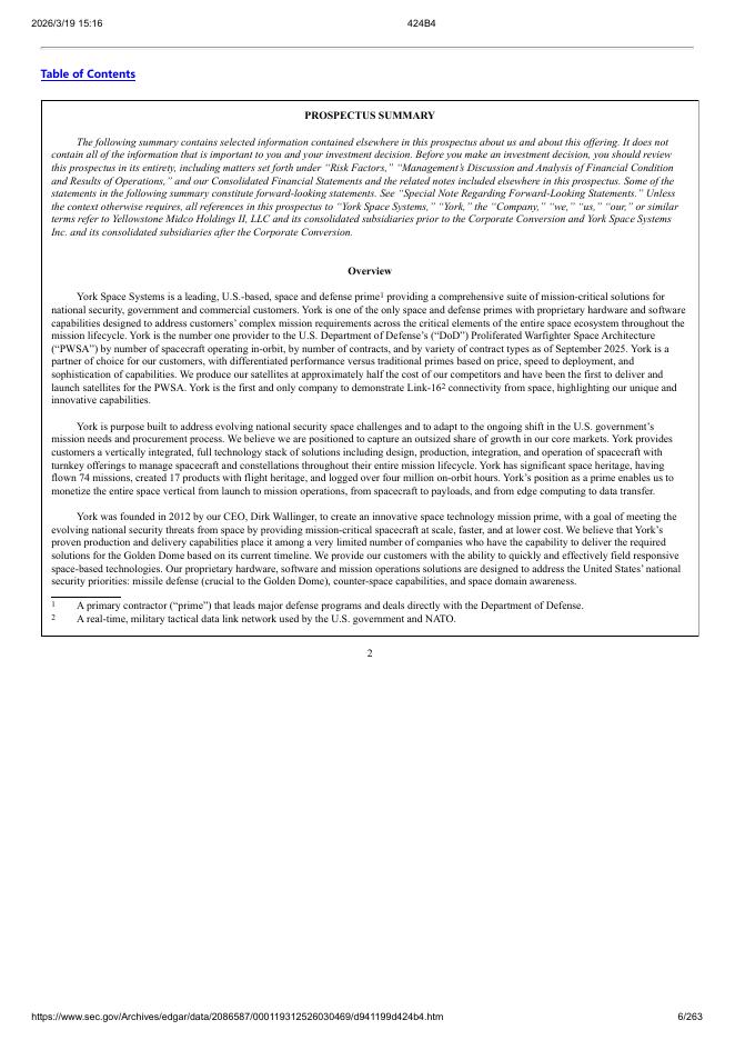 York Space Systems, Inc.美股纳斯达克IPO上市招股说明书_第6页