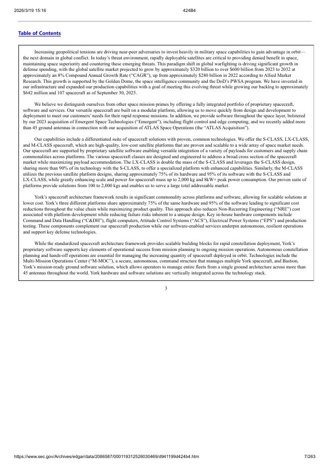 York Space Systems, Inc.美股纳斯达克IPO上市招股说明书_第7页