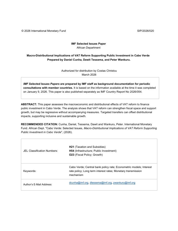 国际货币基金组织：增值税改革对佛得角公共投资的宏观分配影响（英文版）_第2页