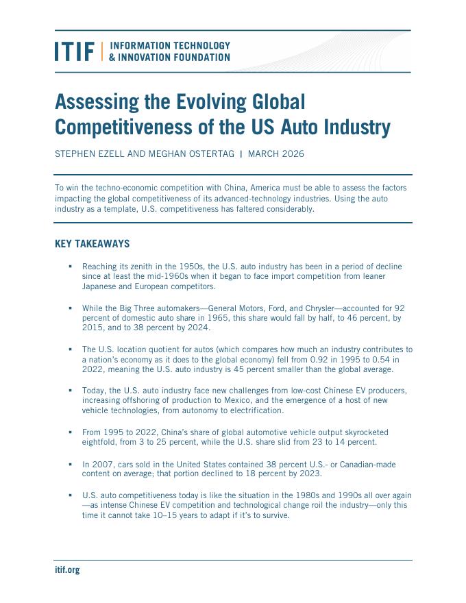 ITIF：2026年评估美国汽车工业全球竞争力的演变报告（英文版）海报