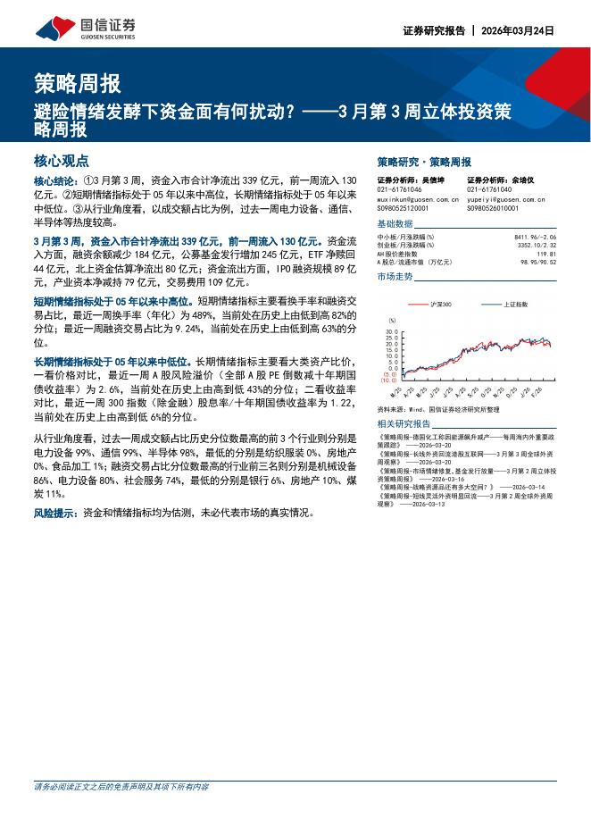 国信证券：3月第3周立体投资策略周报：避险情绪发酵下资金面有何扰动？-260324海报