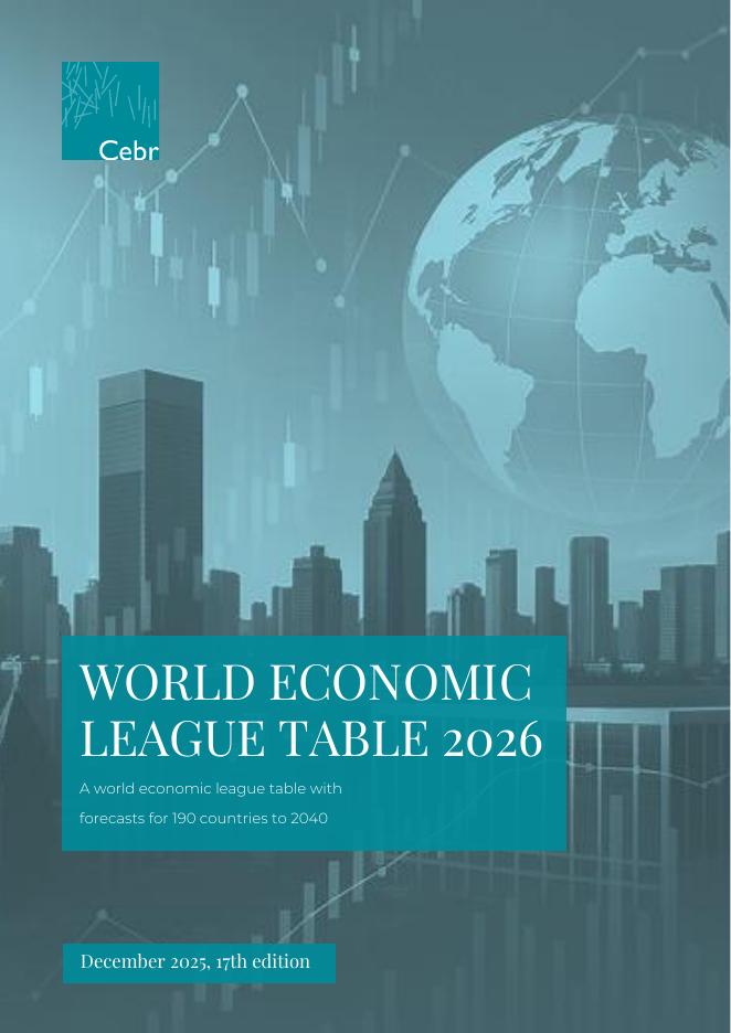 英国经济与商业研究中心：2026年世界经济排行榜：至2040年190国经济预测（英文版）海报