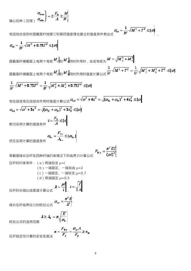 机械知网：材料力学公式总结完美版_第8页