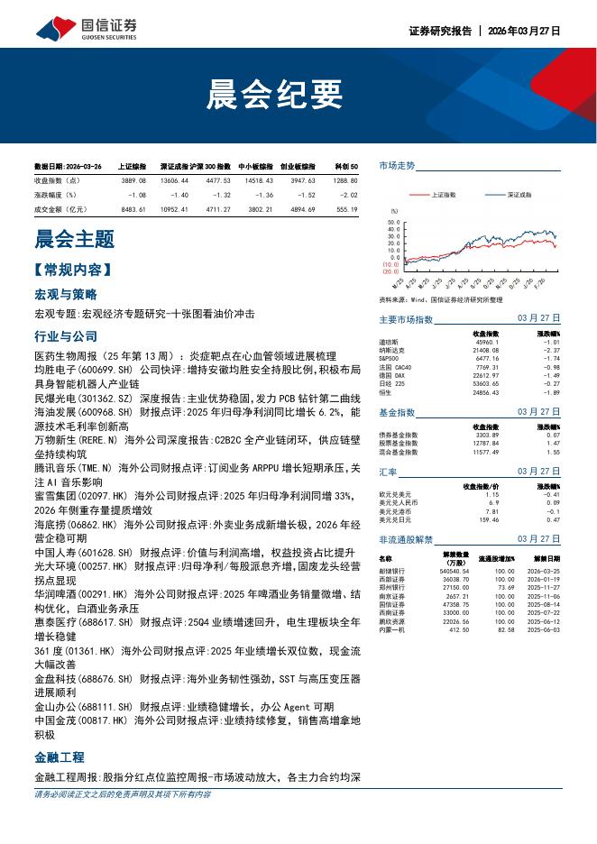国信证券：晨会纪要-260327海报