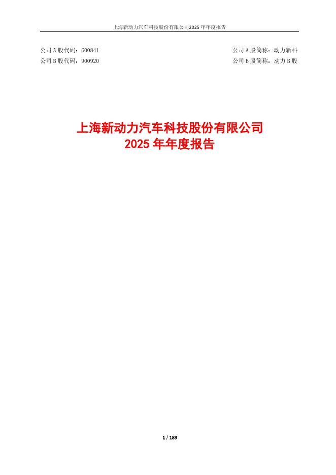 600841-动力新科：动力新科2025年年度报告