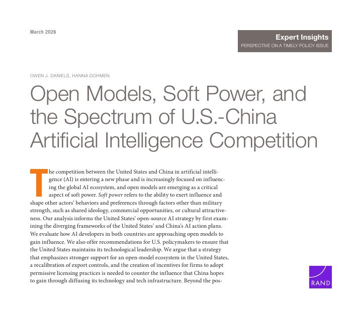 Rand兰德：2026年开放模型、软实力与中美人工智能竞争格局报告（英文版）