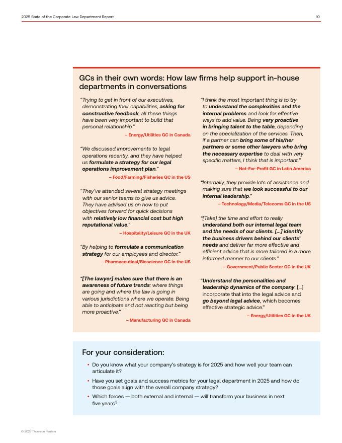 汤森路透：2025年企业法务部门现状报告（英文版）_第10页