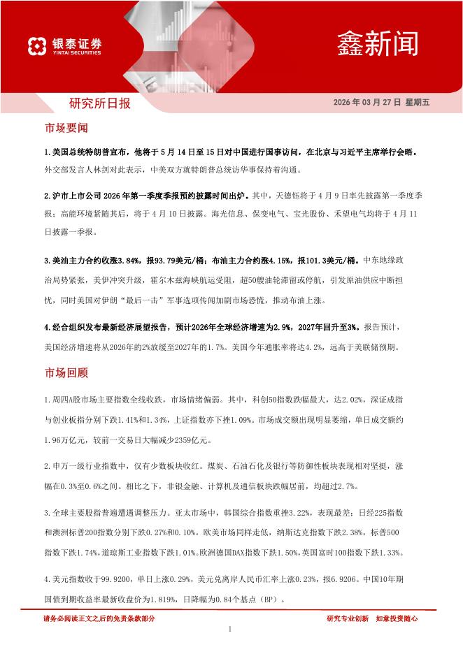 银泰证券：鑫新闻-260402