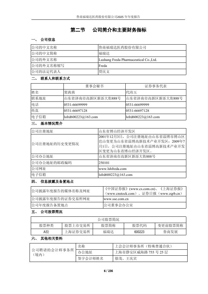 600223-福瑞达：鲁商福瑞达医药股份有限公司2025年年度报告_第6页