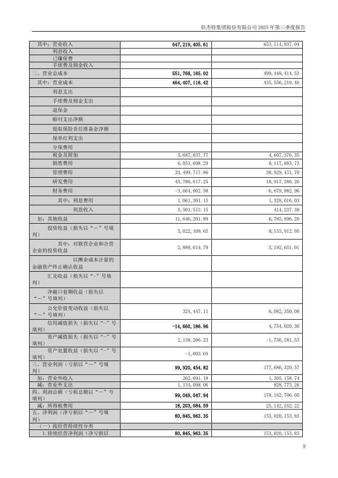 300774-倍杰特：倍杰特集团股份有限公司2025年第三季度报告_第9页