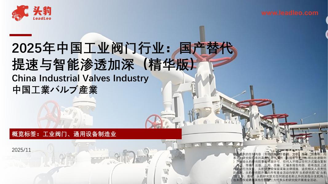 头豹研究院：2025年中国工业阀门行业：国产替代提速与智能渗透加深（精华版）海报