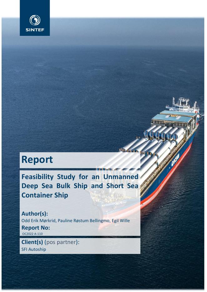 SINTEF：2022年无人驾驶深海散货船和近海集装箱船的可行性研究报告（英文版）