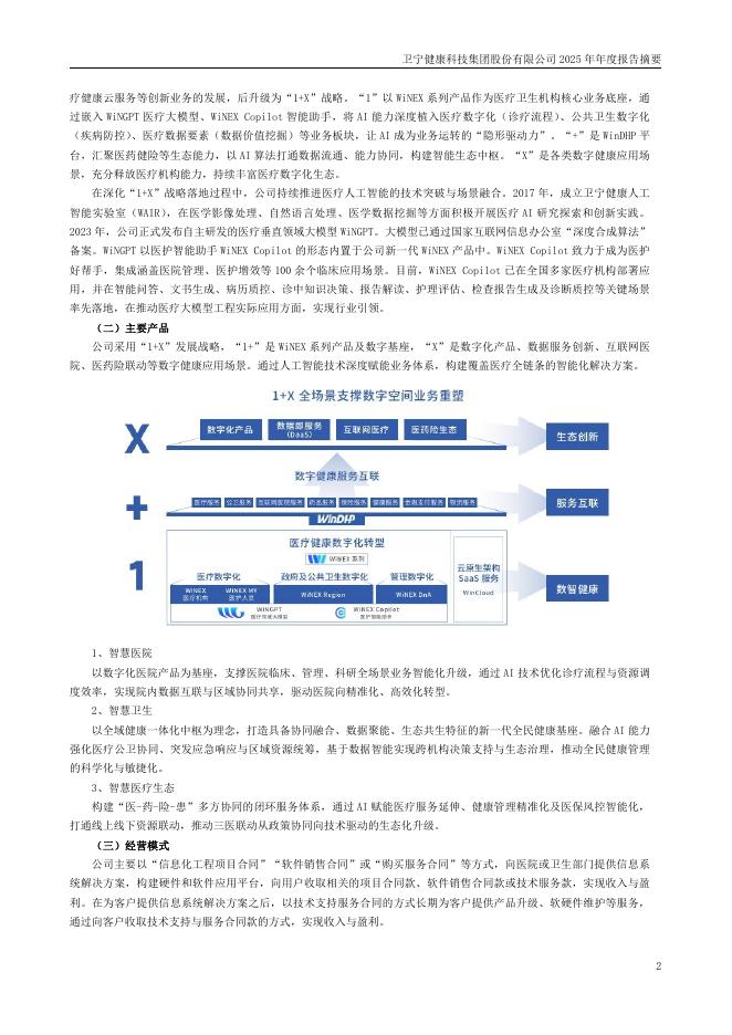 300253-卫宁健康：2025年年度报告摘要_第2页
