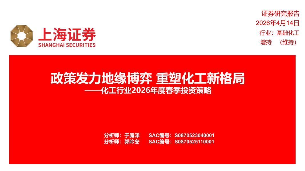 上海证券：化工行业2026年度春季投资策略：政策发力地缘博弈重塑化工新格局海报