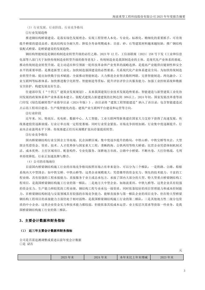 300517-海波重科：2025年年度报告摘要_第3页