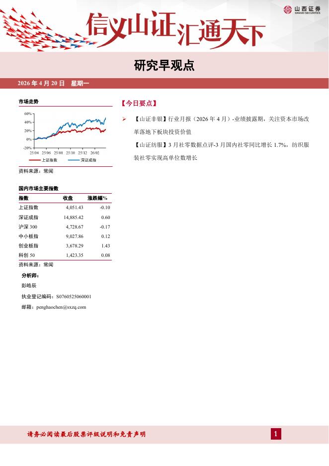 山西证券：研究早观点-260420海报