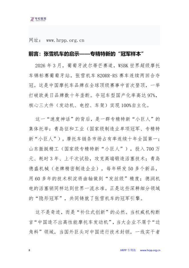 专知智库：从张雪机车到HRPP专利池白皮书-中国制造业的“专精特新”突围之路_第8页