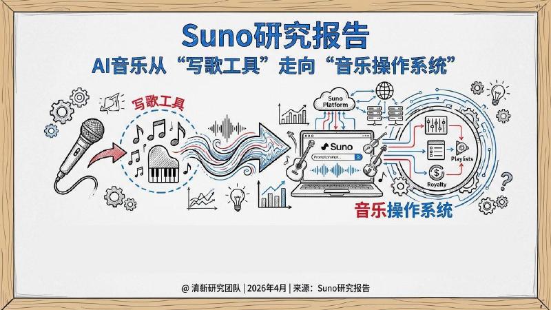清新研究：2026年Suno研究报告-AI音乐从“写歌工具”走向“音乐操作系统”海报